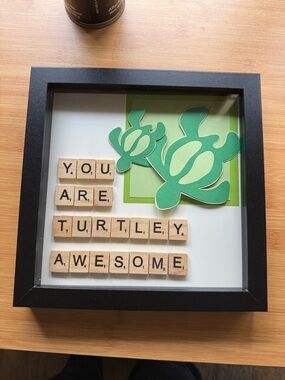 Turtley Awesome Framed Scrabble Art - Green Turtle